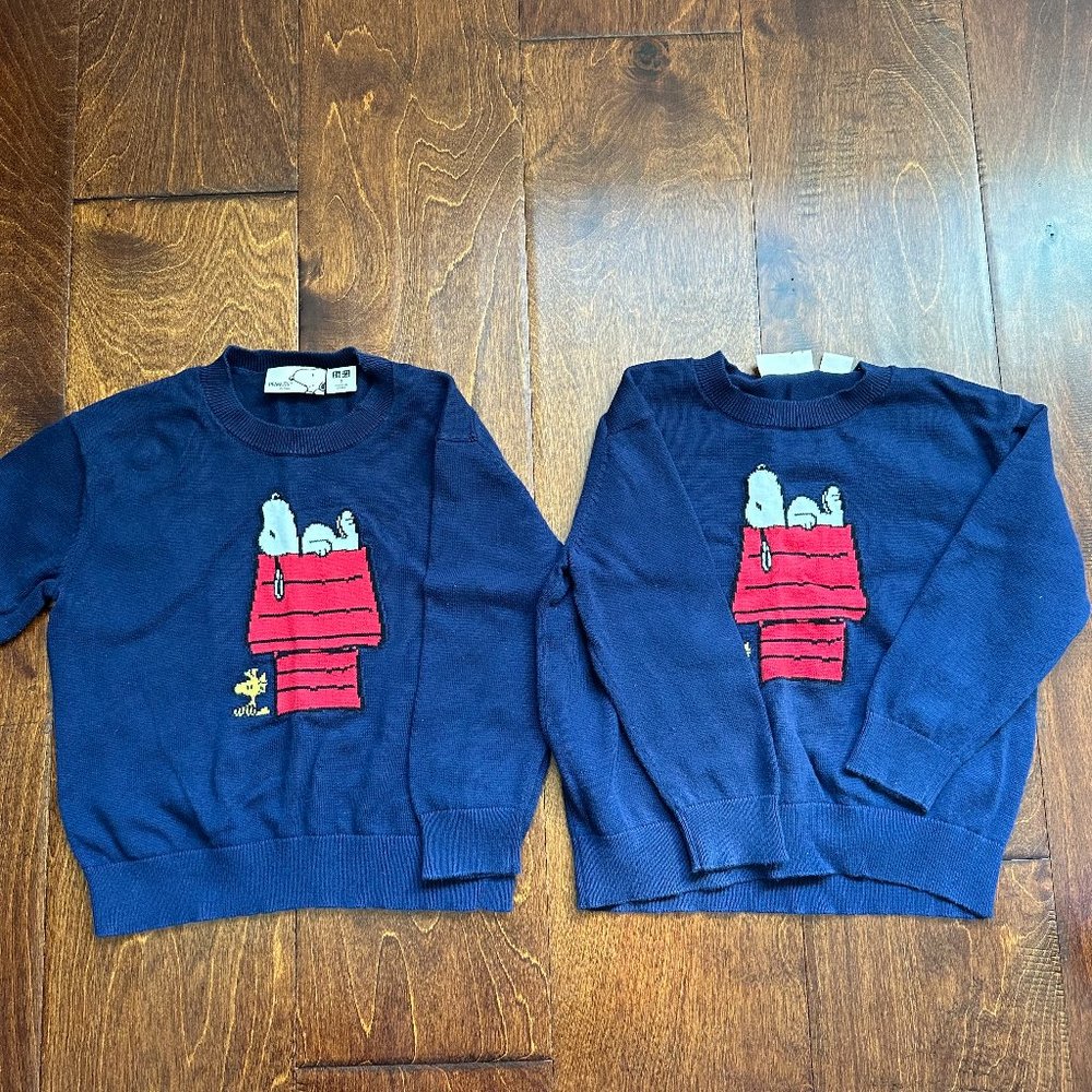TWIN BUNDLE - 2 3Y Uniqlo Dark Blue Peanuts Snoopy Sweaters